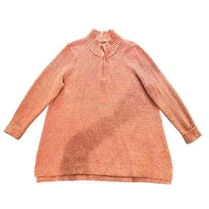 Lands' End Women's Plus Size 2X Coral Mockneck 1/4 Zip Tunic Long Sleeve Sweater - Picture 1 of 5