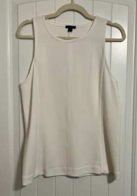 Ann Taylor Women's LARGE Ivory Cream Sleeveless Blouse Crew Neck - Image 1 of 4