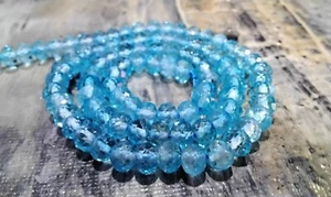 Nat Faceted Tanzanian Blue Topaz, Rondelle, Grade AA, 6x4mm, Approx 92pcs - Bild 1 von 4
