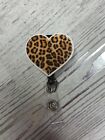 Valentine’s Day Heart ID Badge Reel Holder Clip Holder Nurses Cheetah Print