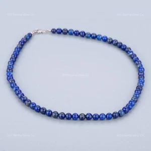 Collana rotonda pietra lapislazzuli argento sterling sorella perline art deco gioielli - Foto 1 di 6