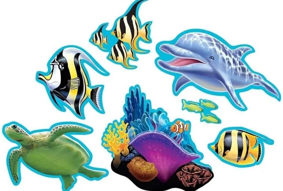 Ocean Party Summer Luau Tropical Beach Theme Party Decoration Paper Cutouts - Image 1 of 1