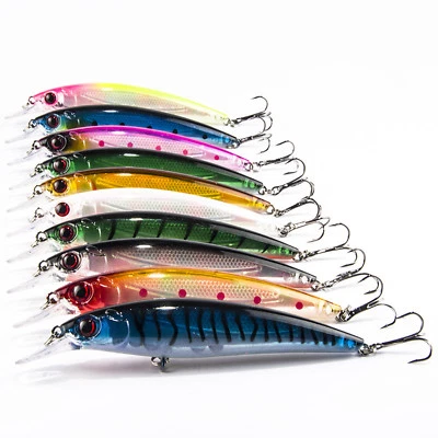 Lote de 10 PIEZAS Señuelos de Pesca Flotantes Láser Interno Colorear Minnow Bass CrankBait Foto 1 de 4