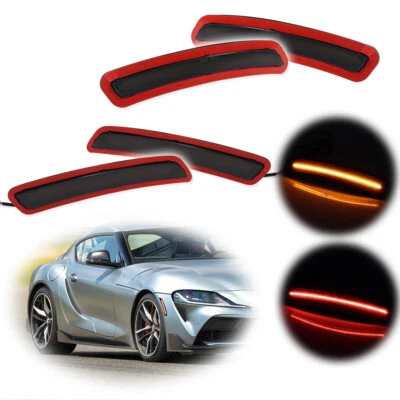 For Toyota GR Supra 2020-2024 Front Amber Rear Red LED Side Marker Lamps Set Kit - Image 1 of 4