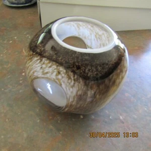 Stunning Vintage Tortoise Shell Hand Blown Art Glass Vase/Bowl Like Mew - Picture 1 of 9