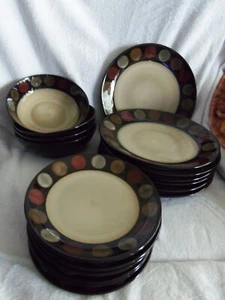 RARE 19 Piece Pfaltzgraff "Asher Red" Dishes Dinner & Salad Plates, Bowls - Picture 1 of 5