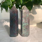 237g 2pcs  Ruby In Fuchsite And Kyanite Point Tower UV Reactive Quartz Crystal