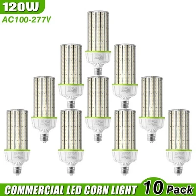 10Pcs 120W LED Corn Bulb Lights 16200LM Commercial Gym Shop Lamp 5000K Clear E39 - Image 1 of 4