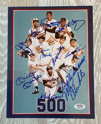 Mickey Mantle Ted Williams Hank Aaron Mays Firmado Automático 500 HR Impresión 11 Sigs PSA Foto 1 de 4