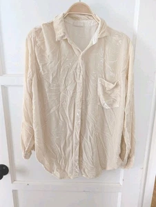 CP SHADES Romy Velvet Shirt - Ivory Beige Size S Small Button Down Velour Silk - Picture 1 of 4