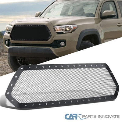 Fits 2016-2018 Toyota Tacoma Black Textured Rivet Upper Wire Mesh Grille Insert - Image 1 of 4