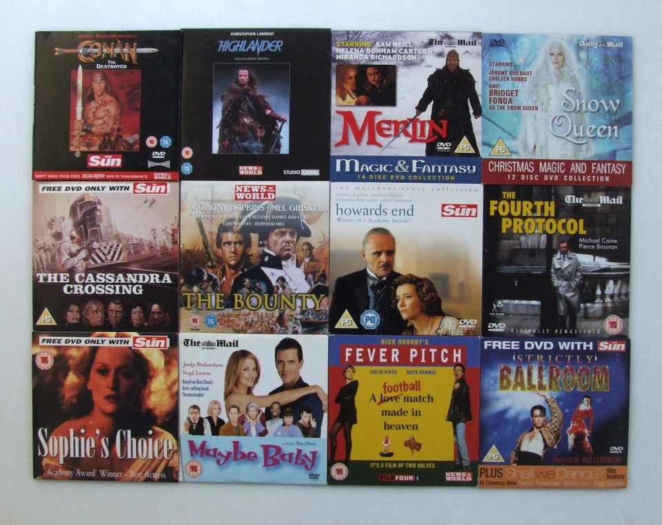 Newspaper Promo DVD Job Lot x12 (Conan/Highlander/Merlin/Snow Queen, The Bounty) - Image 1 of 4