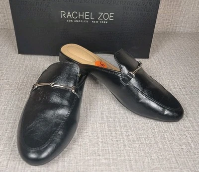 Zapatos planos Rachel Zoe Alani Mules para mujer 9,5 negros de imitación de cuero Foto 1 de 4