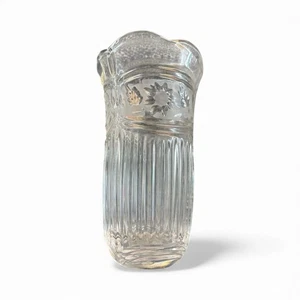 Jarrón acanalado vidrio corte grabado 8" Yugoslavia 24% plomo transparente cristal - Imagen 1 de 3