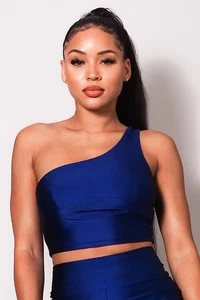Sleeveless One Shoulder Bustier Crop Top - Picture 1 of 4