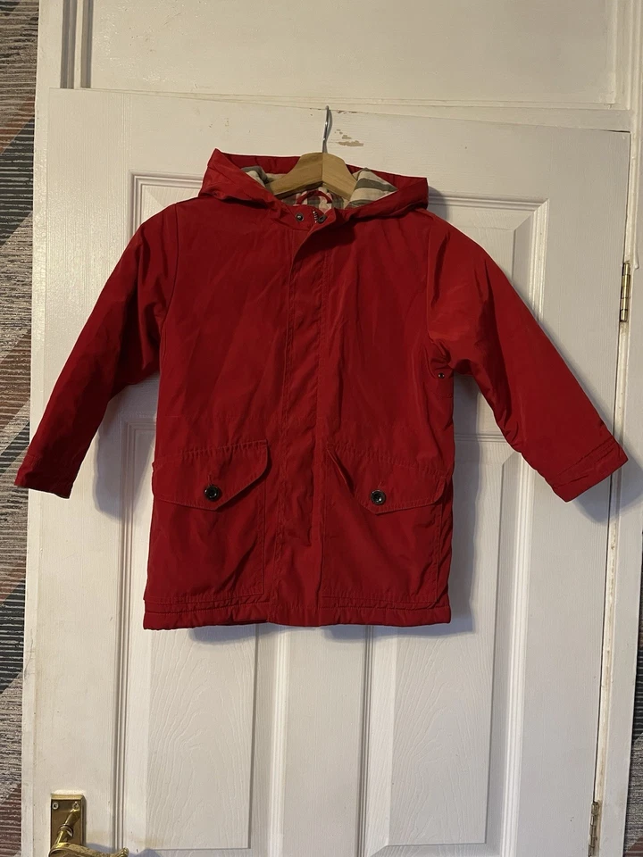 BURBERRY Girls Red Hooded Jacket Cotton Lining Age 4 Years - Image 1 of 4