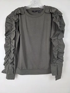 G by Giuliana Pullover Damen XS olivgrün Rüschenärmel Pulli Rundhals Oberteil - Bild 1 von 11