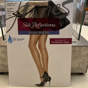 Hanes 717 Silk Reflections Control Top Sheer Toe Pantyhose Size GH Transparent  - Bild 1 von 12