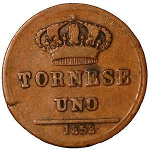 1858 Tornese Italian States NAPLES Ferdinando II KM# 358 - Picture 1 of 2