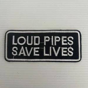 Biker Motorcycle Patches Embroidered Iron On Sew On Fabric Badge Loud Pipes New - Picture 1 of 3