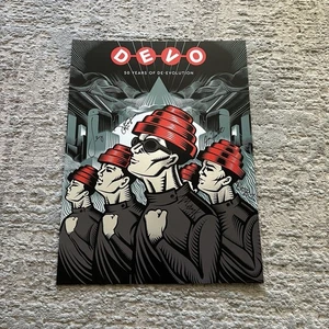 DEVO BAND SIGNED FOIL TOUR POSTER 18x24 (LIMITED EDITION) MOTHERSBAUGH CASALE - Picture 1 of 5