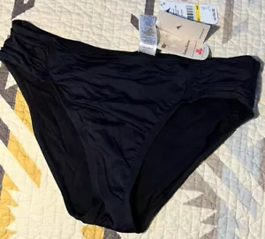 NWT Tommy Bahama Pearl High Waist Side Shirred Swim Bikini Navy Blue Bottom M - Picture 1 of 5