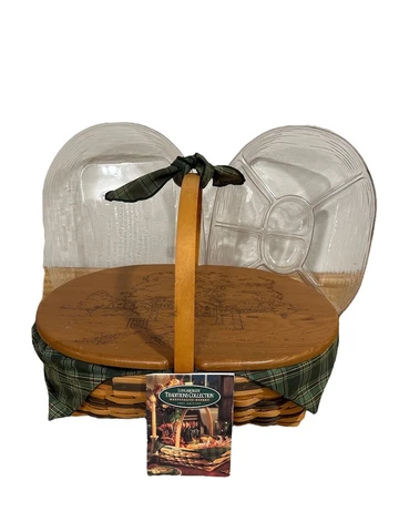 Longaberger Traditions Collection Hospitality Basket 1998 w/ Inserts + Lid Cover