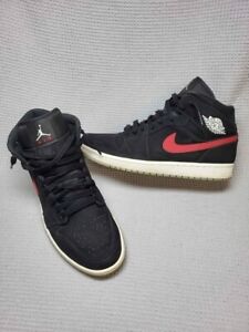 men's Nike Air Jordan 1 multi color swoosh sz  9.5 black mid sneakers 554724-065