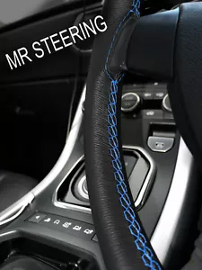True Funda de Piel Del Volante para Austin Mini 1275 Gt Azul Claro Doble Stch - Imagen 1 de 3