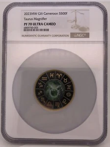 1/2 oz Taurus Zodiac Signs Black Proof Silver Coin Cameroon 2023 NGC PF70 - Picture 1 of 4