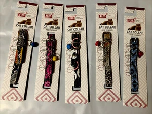 Collar Lot of 5 Cat Collars Bell Adjustable Closure 8" 10 "Kitten Faux Leather - Picture 1 of 10
