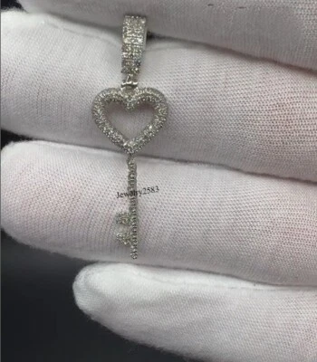 Unique Style Gift For Women's I3 Natural Diamond Key Pendant Real 925 Silver - Image 1 of 4
