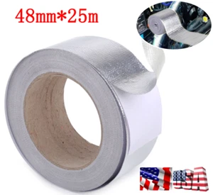 Car Aluminum Reinforced Heat Shield Tape Adhesive Backed Resistant Wrap 25m/82Ft - Picture 1 of 12