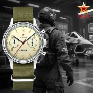 Orologio Uomo Meccanico Cronografo Vetro Zaffiro GABBIANO 38mm COLLO CIGNO 1963 - Foto 1 di 9