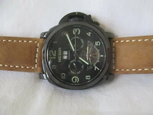 Megir Automatic Wristwatch Date Indicator Water Resistant Leather Buckle Band - Bild 1 von 12