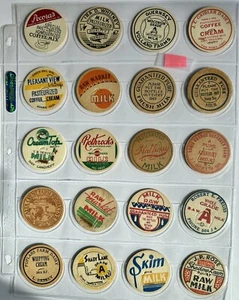 Vintage Assorted Milk Bottle Caps Lot SHEET OF 20 - Picture 1 of 12