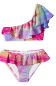 Stella Cove Pink Tie Dye One Shoulder Bikini Girls Swimsuit Size 6 Yrs - Picture 1 of 9