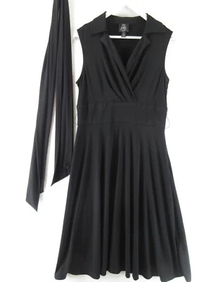 Suzy Chin Maggy Boutique Dress Womens 10 Black Stretch Flare Sleeveless Collared - Image 1 of 4