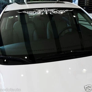 Car Decal Tribal Flame 34'' White Vinyl Windshield Window Sticker CA251 - Foto 1 di 10