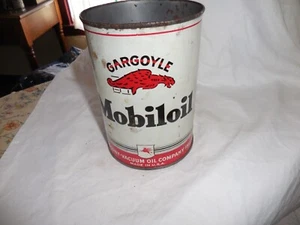 Vintage Mobiloil Gargoyle Motor Oil Can 1 Quart Empty - Picture 1 of 6