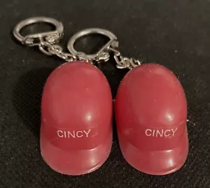 Cincinati Reds Vintage Plastic 1960's Batting Helmet Keychain Lot of 2 - Picture 1 of 4
