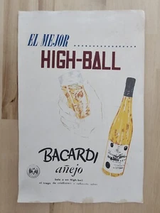 FLORIDA BACARDI RON HIGHBALL 1930er WERBUNG RUM KARTON 13x8,5 ZOLL - Bild 1 von 2