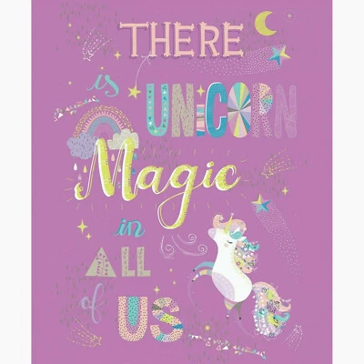 Panel de tela con estampado mágico de unicornio púrpura que brilla en la oscuridad 1 yarda #91180207PR-1 Foto 1 de 3