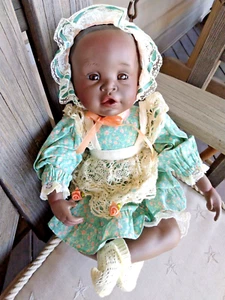 VTG ASHDAN DRAKE BLACK BABY DOLL ~ Porcelain & Cloth ~ Yolanda Bello "DANIELLE" - Picture 1 of 16