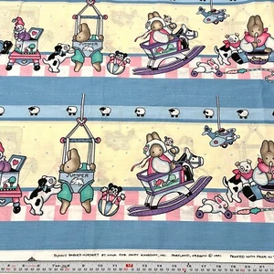 Vintage 1991 Daisy Kingdom Bunny Babies Nursery by Nina Cotton by the HALF YARD - Picture 1 of 2