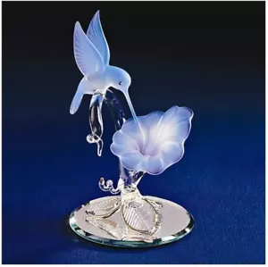 Estatuilla de colibrí barón y flor azul de vidrio - Cristal de Swarovski oro 22K, 4,5 - Imagen 1 de 2