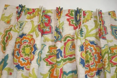 New One Pr 2 pc Drapes Lined Pinch Pleat Modern Floral Linen blend 84" lg - Image 1 of 4