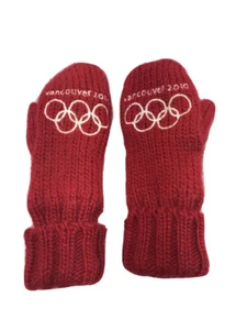 2010 Vancouver Winter Olympics Red Maple Leaf Knit Mittens Child’s Size 0 - Picture 1 of 5
