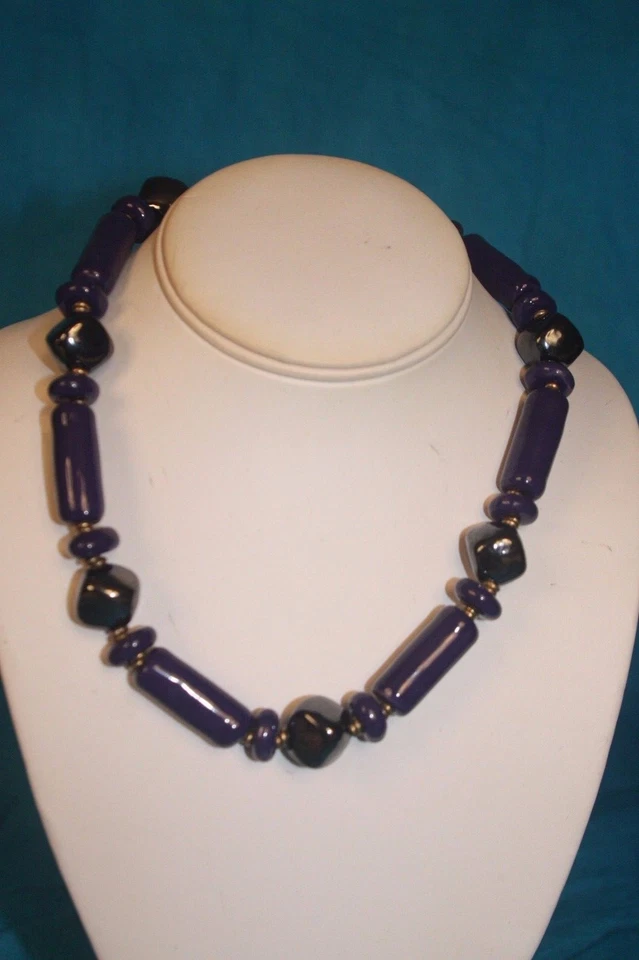 NOVO - KAZURI 18" KELLY Colar de Contas Antigo Ouro e Azul sku #1772 - Imagem 1 de 1