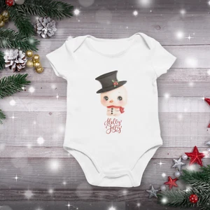 Holly Jolly Infant Baby Rib Bodysuit, Cute Snowman, Newborn Christmas Outfit - Picture 1 of 24